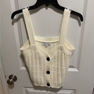 INTERMIX Cream Knit Camisole with Black Buttons
